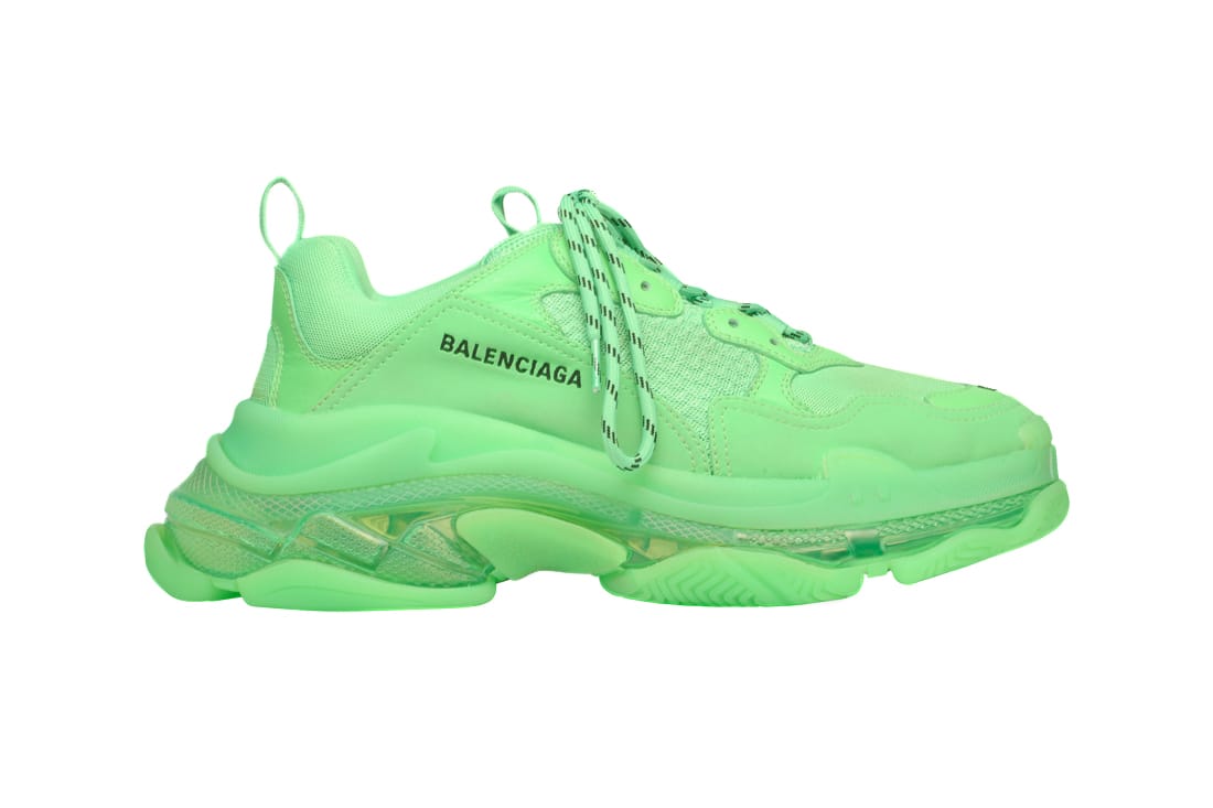 Balenciaga Green Triple S Clear Sole Sneakers NOMU